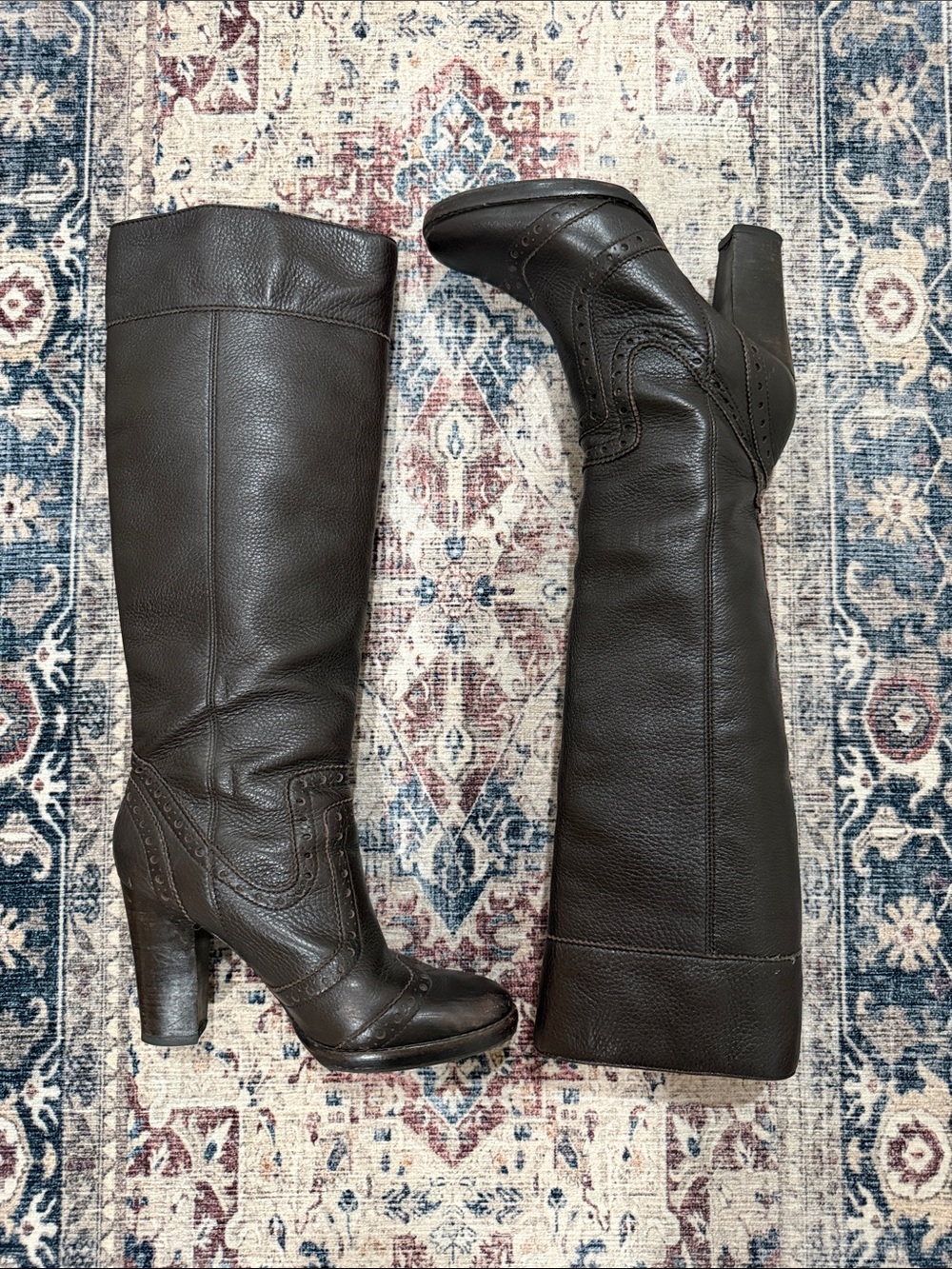 MICHAEL Michael Kors Chocolate Brown Leather Over-The-Knee Block Heel Boots